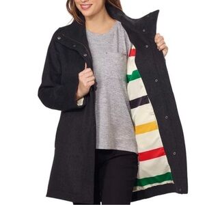 Pendleton Charcoal Pea Coat with Striped Lining
